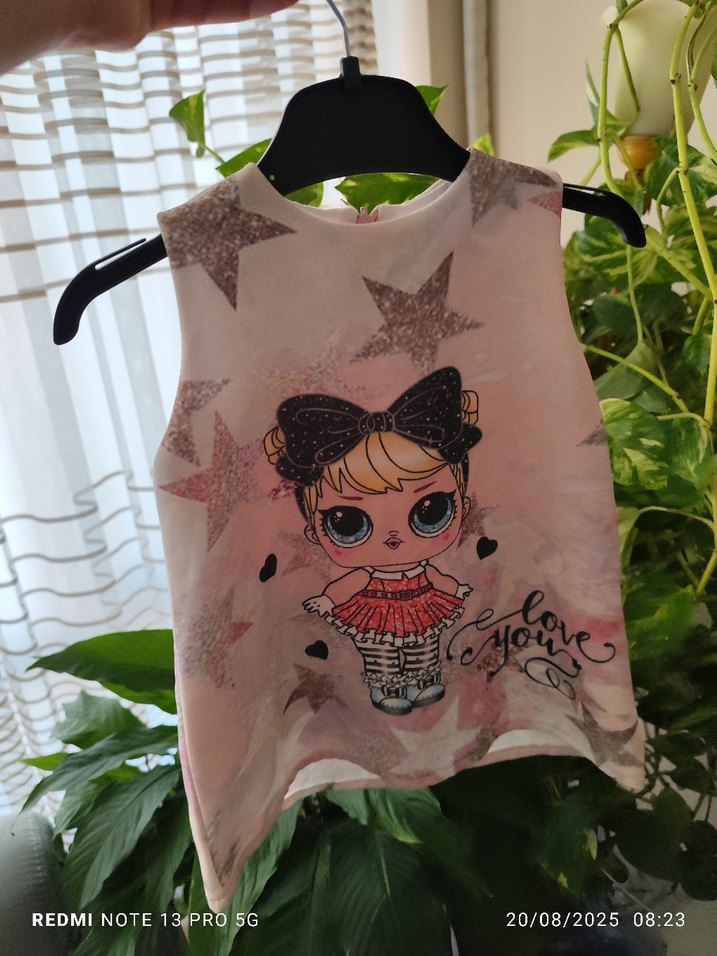 Pembe Kız Çocuk Kolsuz Tişört - Görsel 2