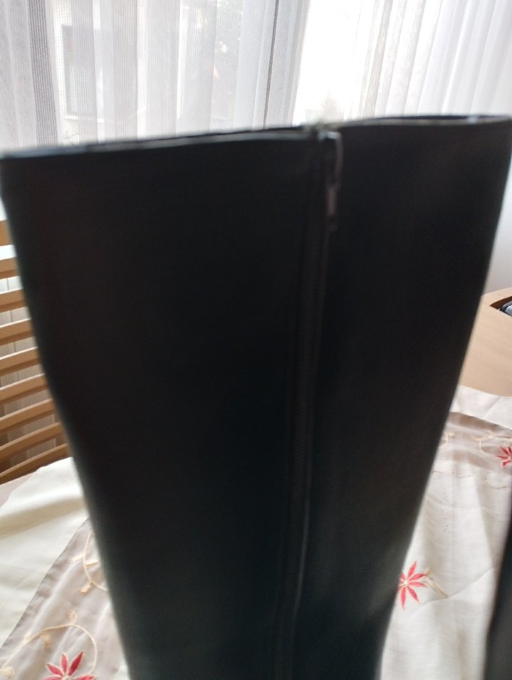 Kadın Siyah Deri Dizüstü Topuklu Bot - Görsel 4