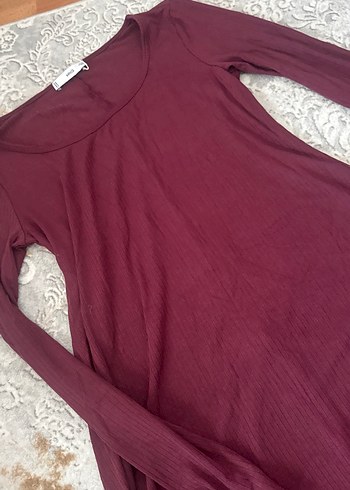 l Beden bordo Renk Bordo Uzun Kollu Kadın Triko Elbise