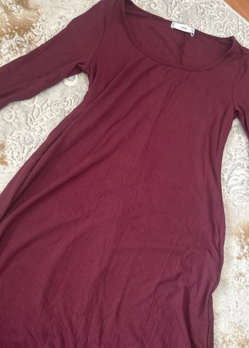 Bordo Uzun Kollu Kadın Triko Elbise