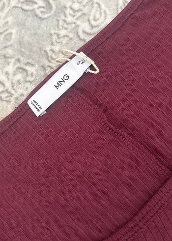 Mango Bordo Uzun Kollu Kadın Triko Elbise