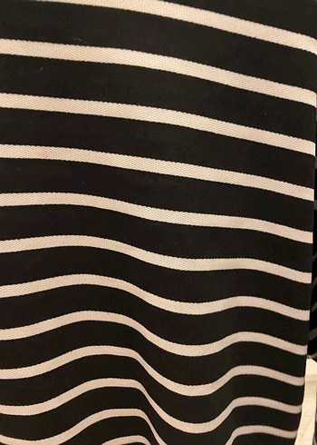 Siyah Beyaz Çizgili Kadın Triko Sweatshirt - Görsel 2