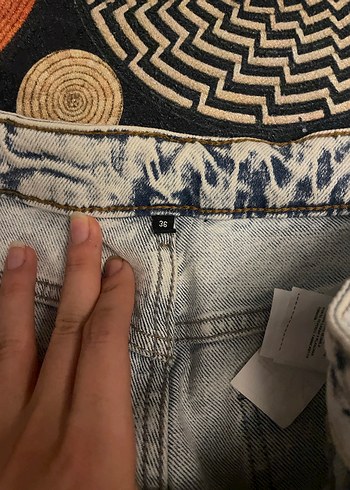 Gri Bağcıklı Salaş Midi Kadın Kot Pantolon - Görsel 3