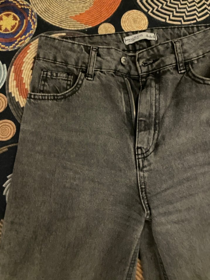 Gri Batik Desenli Bol Kesim Jean - Görsel 2