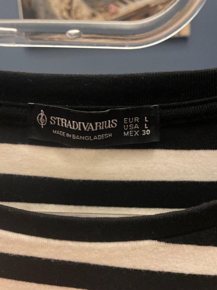 Kadın Siyah Beyaz Çizgili Uzun Kollu Tişört - Görsel 2