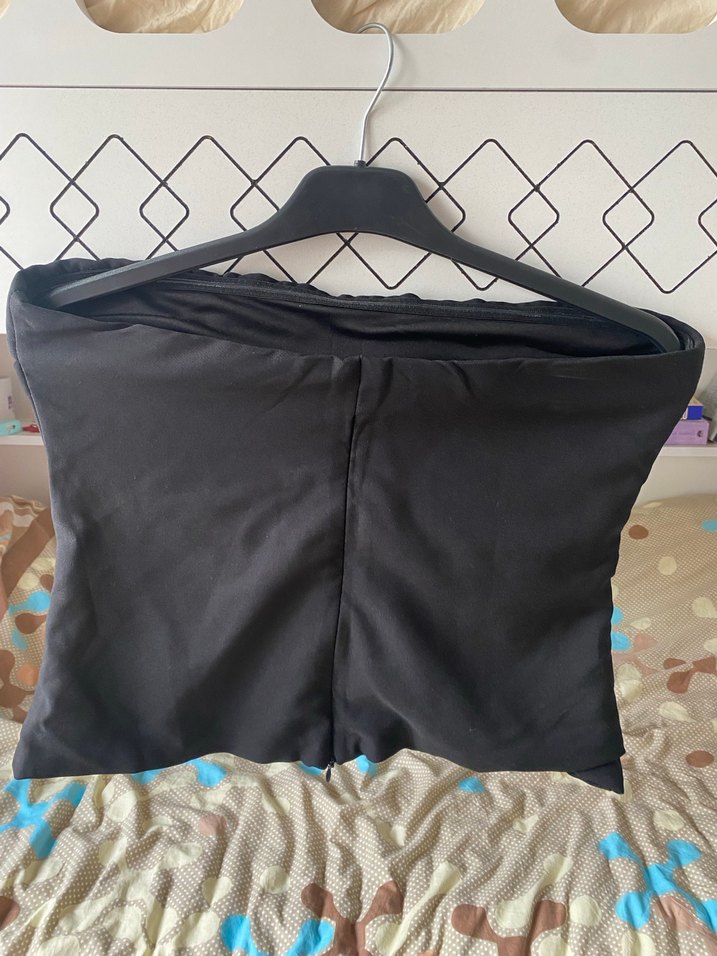 Kadın Siyah Straplez Drapeli Bustiyer - Görsel 2