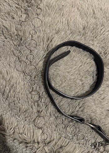 Gri Kürklü Deri Punk Kemer hediyeli ürün - Görsel 3