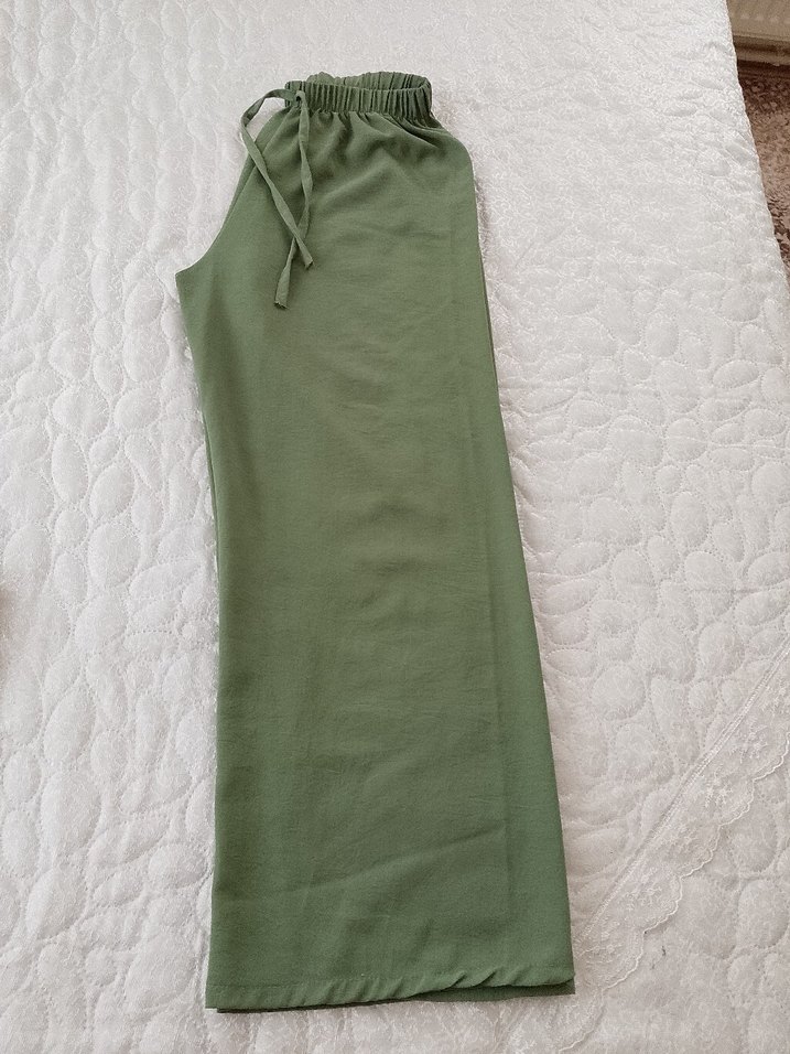 Haki Kadın  Bol Kesim Pantolon s ,m  için uygun - Görsel 2