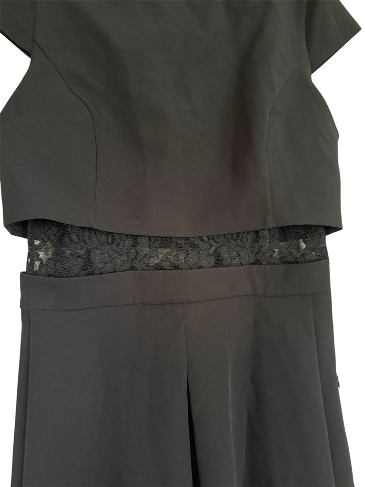 Siyah dantel Kemerli Mini Elbise - Görsel 3