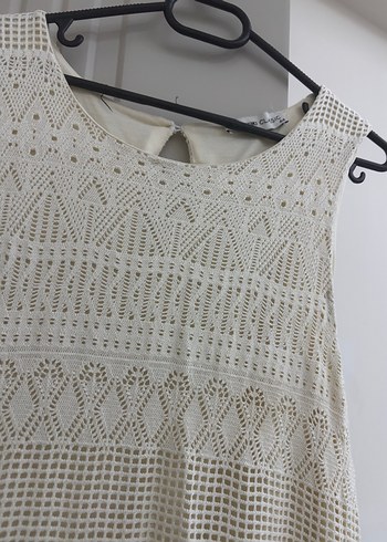 Dantel Detaylı Beyaz Bohem elbise - Görsel 4