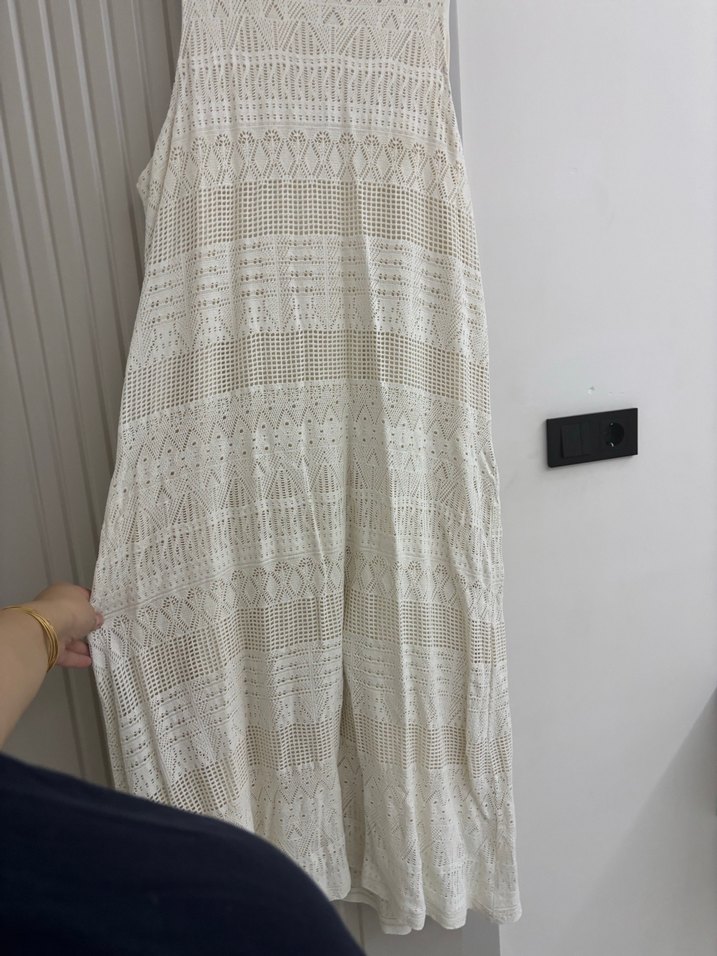 Dantel Detaylı Beyaz Bohem elbise - Görsel 3