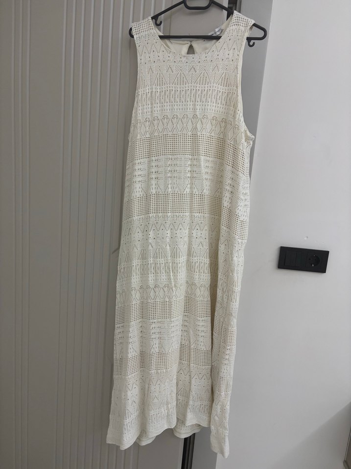 Dantel Detaylı Beyaz Bohem elbise - Görsel 5