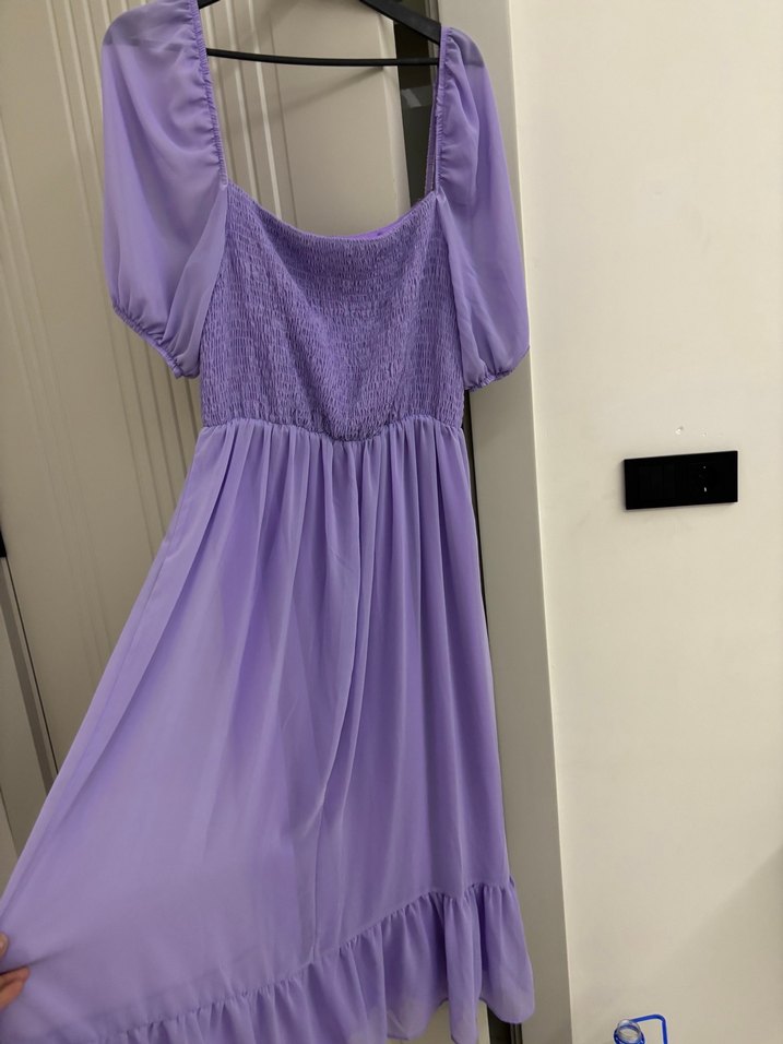 Mor Midi Bohem Elbise - Görsel 4