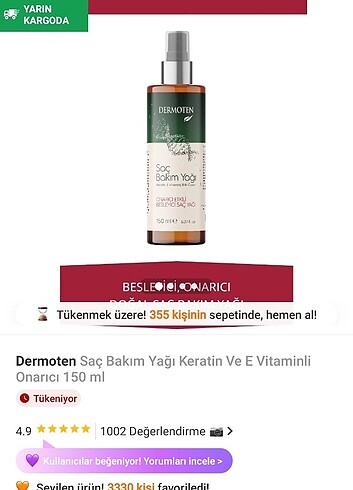 Keratin ve E Vitamini Etkili Saç Bakım Yağı - Görsel 3