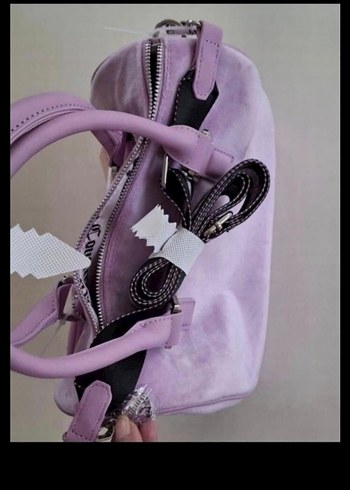 Mor Süet Kadın Çanta Taşlı Juicy Detaylı - Görsel 5