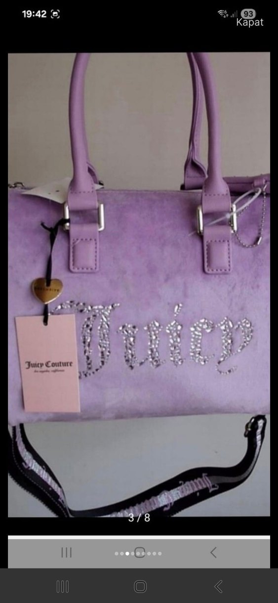 Mor Süet Kadın Çanta Taşlı Juicy Detaylı - Görsel 3