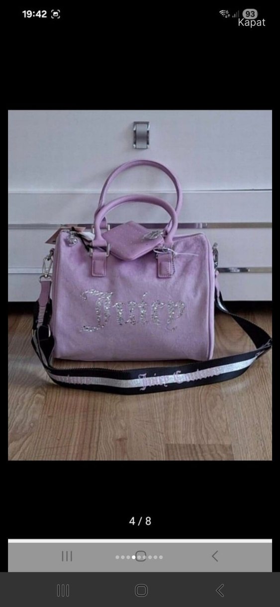 Mor Süet Kadın Çanta Taşlı Juicy Detaylı - Görsel 4