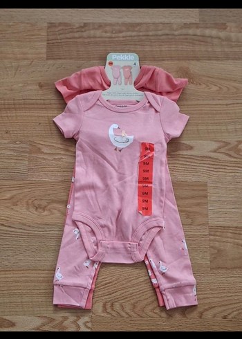 Pembe Kısa Kollu Kız Bebek Takim - Görsel 2