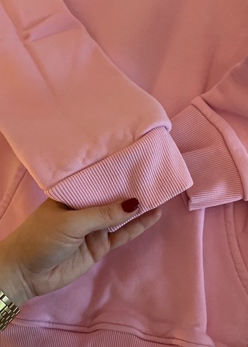 Pembe Kapüşonlu Kadın Sweatshirt - Görsel 2