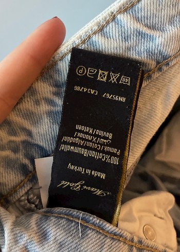 Düğmeli Gri Rahat Kesim Kadın Kot Pantolon - Görsel 3