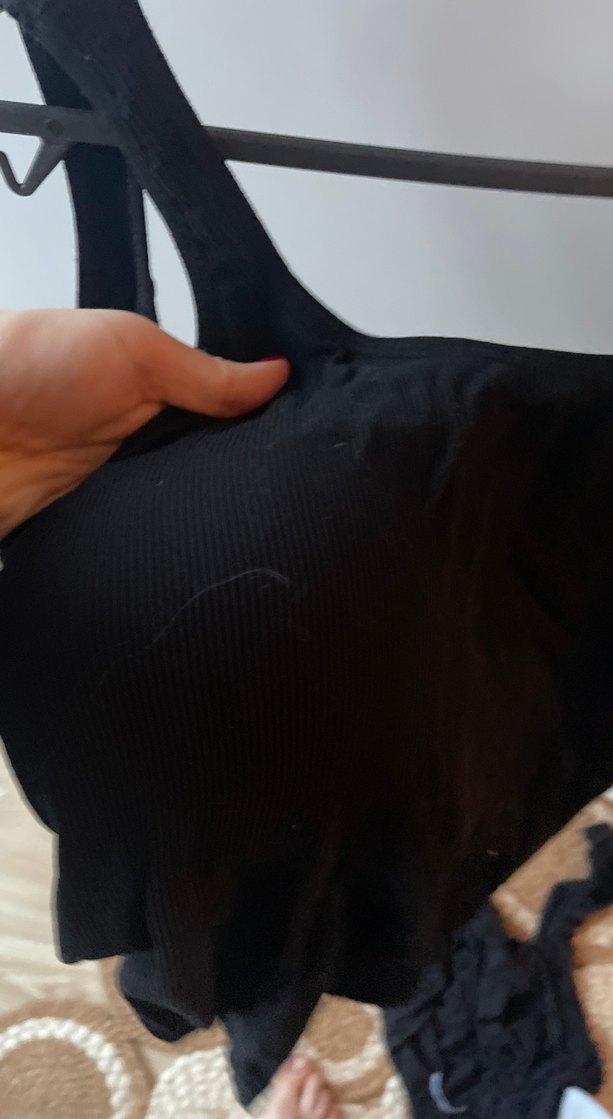 Siyah Spor Kadın Mayo, Kolsuz, Midi Boy - Görsel 2