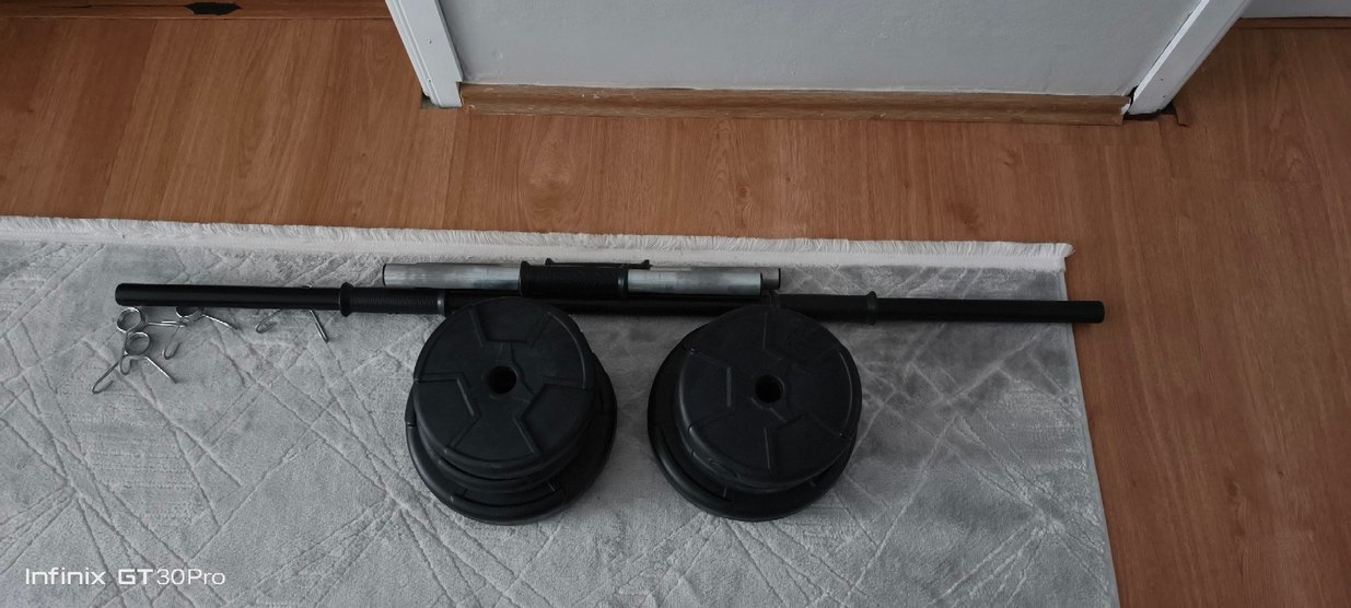 Siyah Baskılı halter ve Dumbıl 20 kg - Görsel 4
