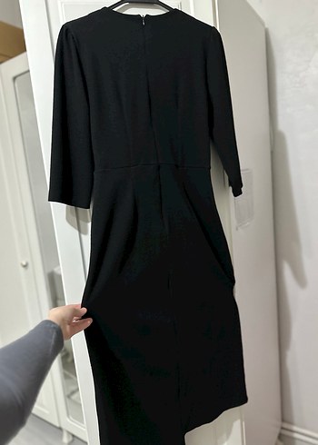 Bağlama Detaylı Siyah Uzun Elbise - Görsel 3