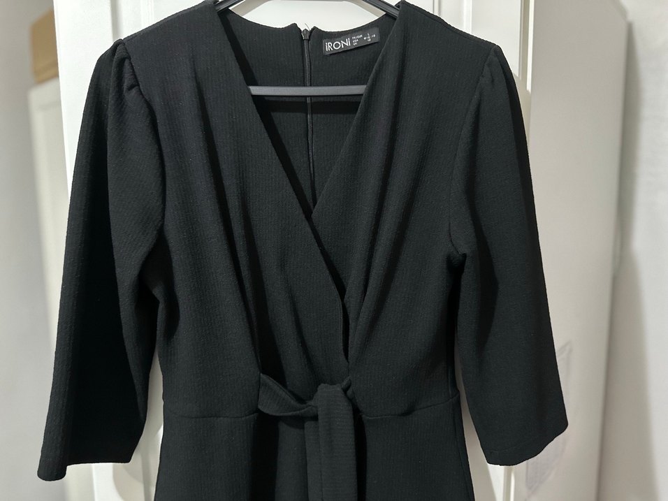 Bağlama Detaylı Siyah Uzun Elbise - Görsel 2