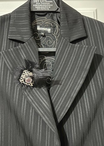 Siyah Kadın  Blazer Ceket ve Etekli Takım - Görsel 2