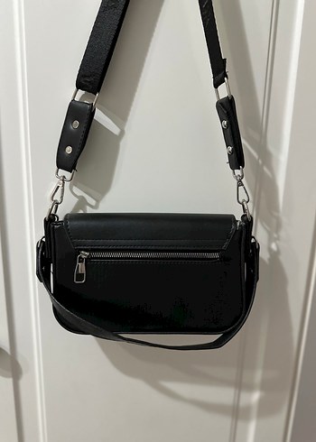 Siyah Deri Tokalı Kadın Çanta - Görsel 3