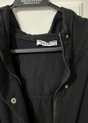 Düğmeli Fermuarlı Siyah Kadın Ceket - Görsel 2