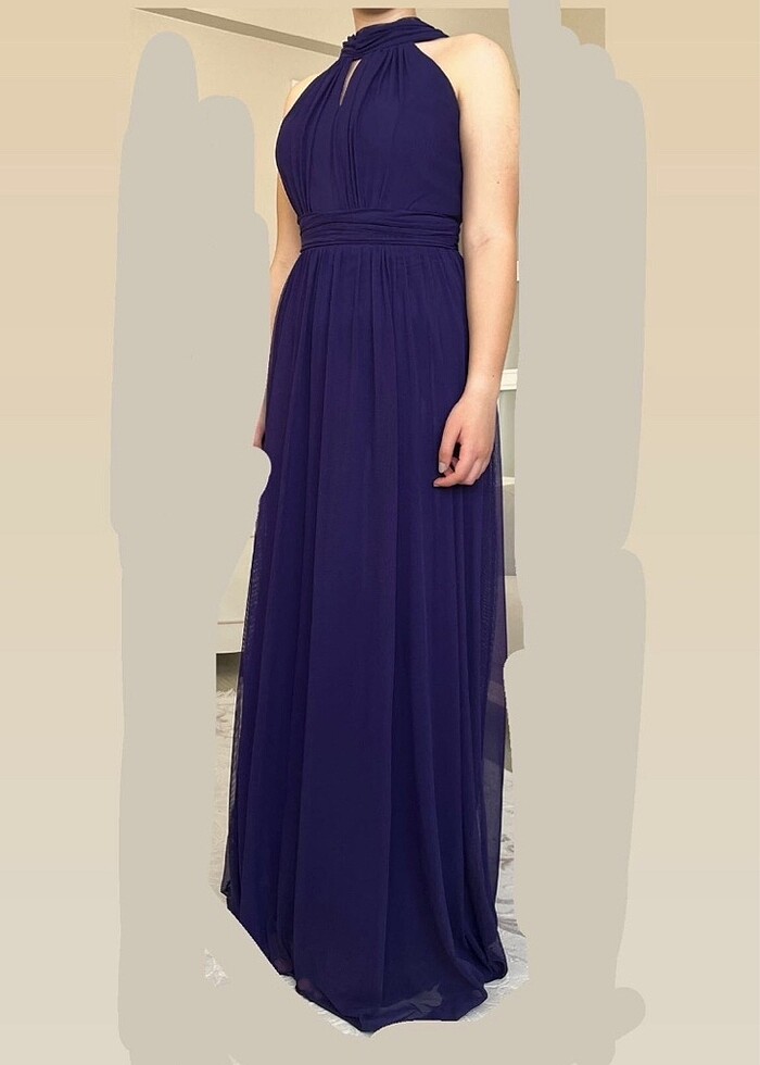 Mor Halter Yaka Elbise - Görsel 4