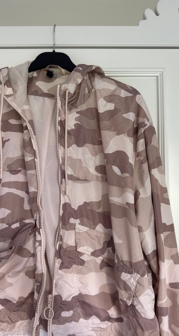 Bej Kamuflaj Desenli Midi Boy Kadın Ceket - Görsel 2