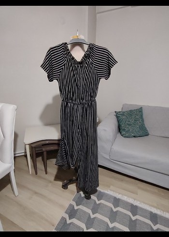 Zebra Desenli Gri Siyah Pilili Kadın Uzun Tulum