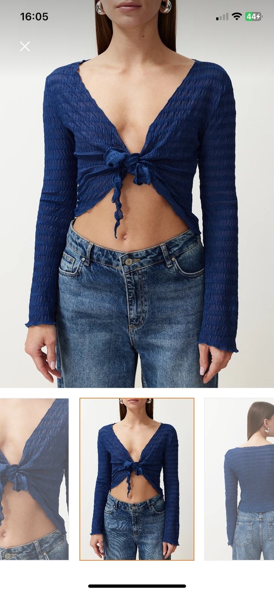 Mavi Bohem Pliseli Bolero - Görsel 3