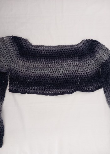 Gri Örgü Uzun Kollu Kadın Bolero