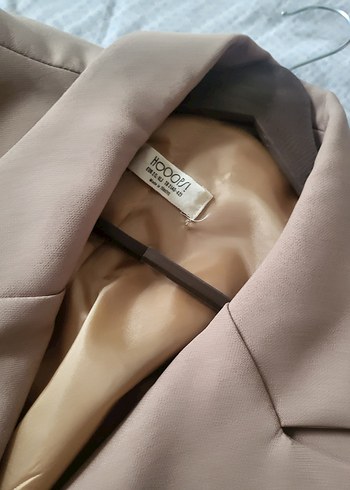 Bej Düğmeli Kadın Blazer Pelerin Ceket - Görsel 4
