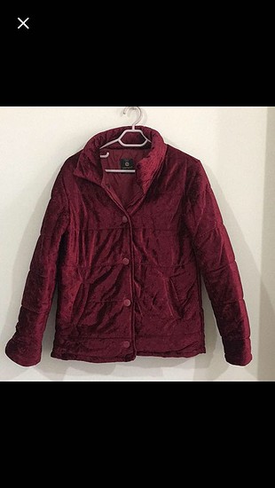 Bordo Kadife Şişme Mont 