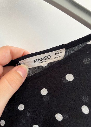 Mango Puantiye Desenli Siyah Elbise