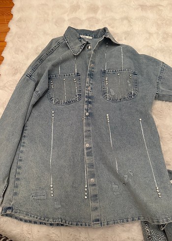 Diğer Düğmeli Gri Kadın Denim Ceket