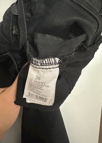 Düğmeli siyah Kadın Kot Pantolon - Görsel 6