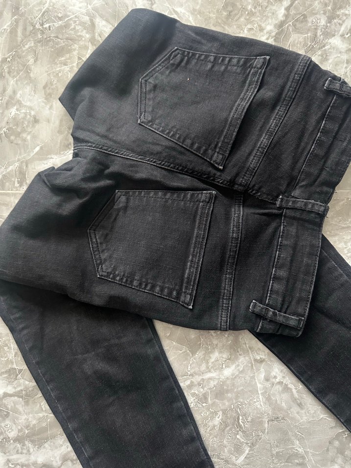 Düğmeli siyah Kadın Kot Pantolon - Görsel 5