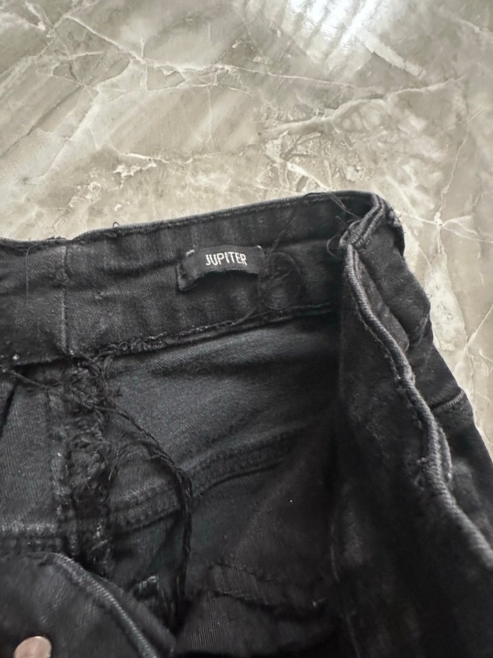 Düğmeli siyah Kadın Kot Pantolon - Görsel 4