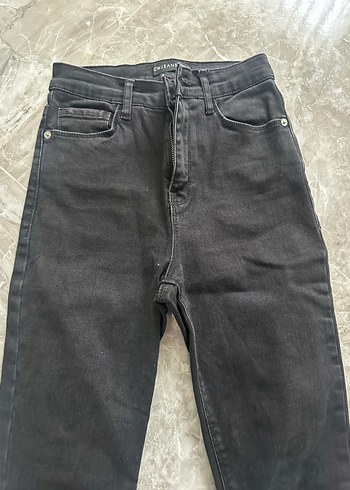Kadın Siyah Kürklü Denim Pantolon - Görsel 5