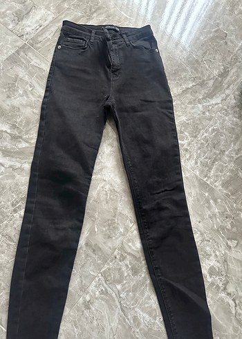Kadın Siyah Kürklü Denim Pantolon - Görsel 4