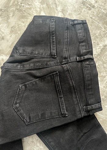 Kadın Siyah Kürklü Denim Pantolon - Görsel 6