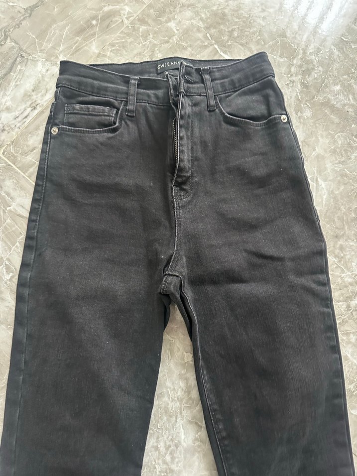 Kadın Siyah Kürklü Denim Pantolon - Görsel 5