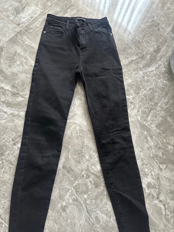 Kadın Siyah Kürklü Denim Pantolon - Görsel 4