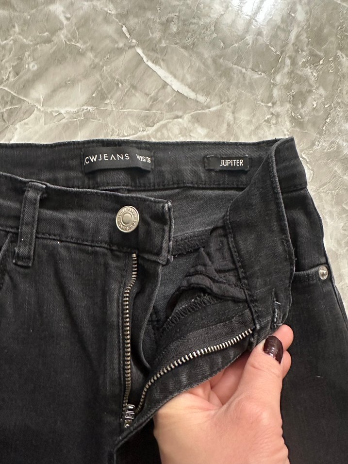 Kadın Siyah Kürklü Denim Pantolon - Görsel 2