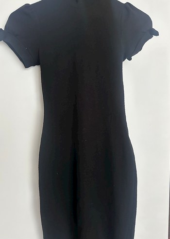 Siyah Yüksek Yakalı Kadın Triko Elbise - Görsel 3